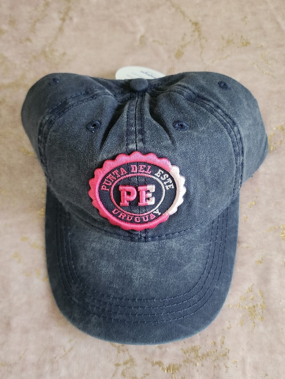 URUGUAY | Faded Blue Baseball Cap with Pink Patch - Picture 3 of 17